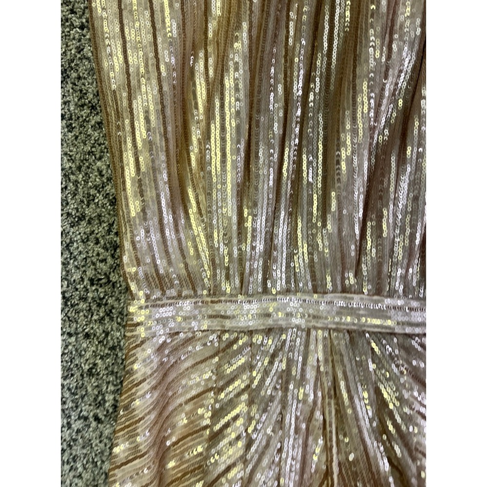 Adrianna Papell Weddington Way Gold Sequin Pleated Maxi Gown Formal Dress 2 - Picture 8 of 10